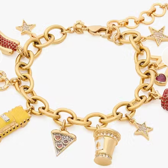 NEW kate spade new york Hit The City Charm NYC Gold Tone Bracelet 7.25”-8.75” - Picture 1 of 15